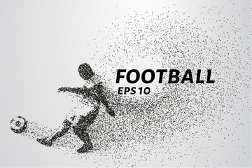 Fototapeta na wymiar Football of the particles. Silhouette of a football player consists of points and circles. Vector illustration