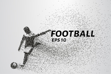 Plakat Football of the particles. Silhouette of a football player consists of points and circles. Vector illustration