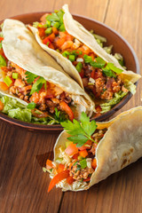 tacos with ground beef and vegetables
