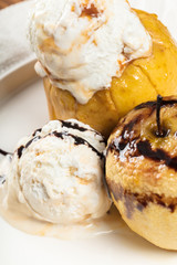 apples with vanilla ice cream