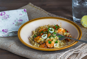 Seafood pilaf or risotto