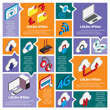 illustration of info graphic technology concept in isometric 3d graphic