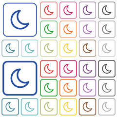 Moon shape outlined flat color icons