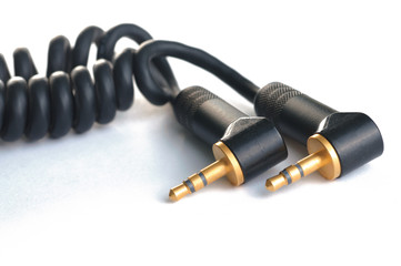 cable audio jack on isolated white background
