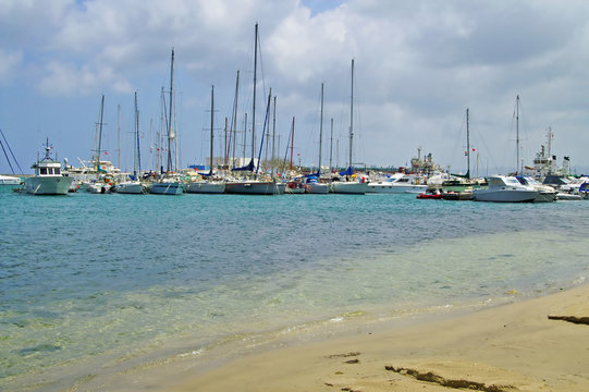 Sea coast and boats in Bizerte, Tunisia