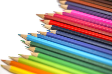 Fototapeta premium Close up of color pencils on white background