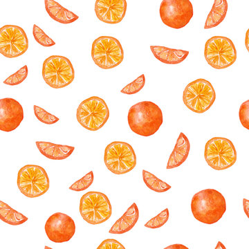 Watercolor seamless pattern. Orange