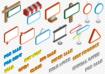 illustration of info graphic sale icons set concept in isometric 3d graphic