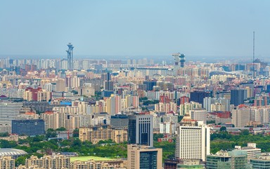 Fototapeta na wymiar Beijing from above aerial shot