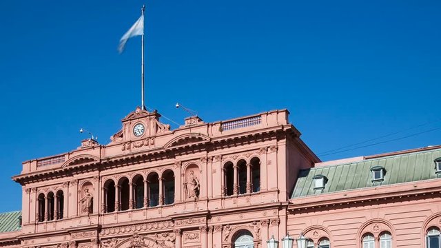 Timelapse Casa Rosada Buenos Aires close up
