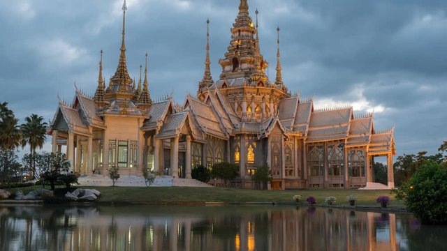 Wat Non Kum day to night timelapse, Sikhiu (Sikhio), Nakhon Ratchasima, Thailand, 4K Time lapse