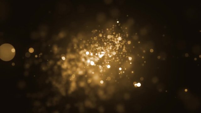Space gold with particles.Universe dust with stars. Motion abstract of particles. VJ Seamless loop.