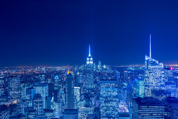 Obraz na płótnie Canvas Night view of New York Manhattan during sunset