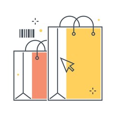 Color line, shopping bag illustration concept illustration, icon