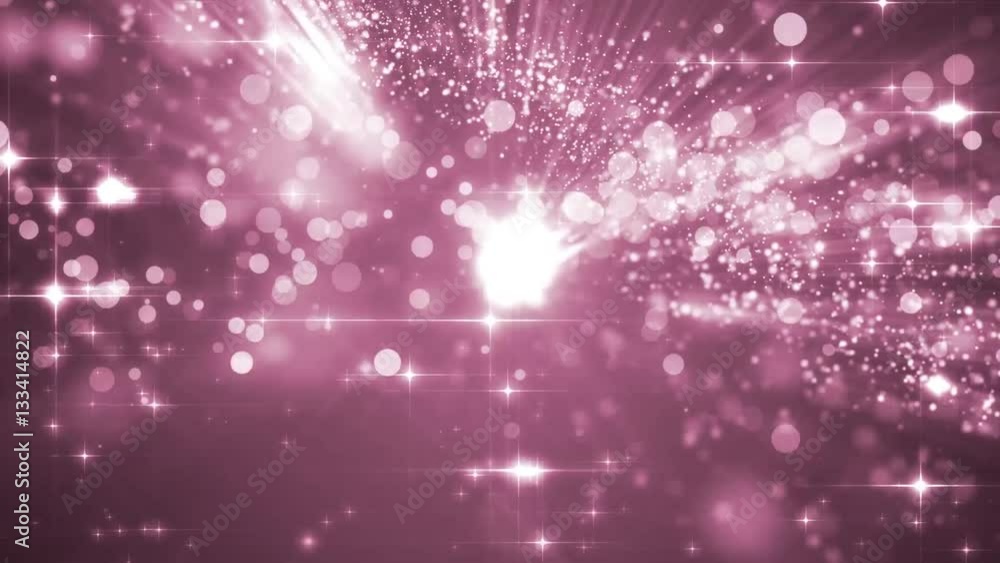 Wall mural space with the pink particles and waves. loop background animation.