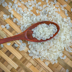  White rice grain rice in spoon