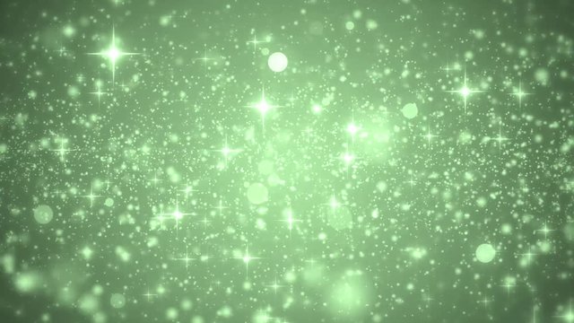 Universe green dust with stars on black background. Motion abstract of particles. VJ Seamless loop. Green screen. 