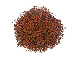 Pile of instant coffee grains isolated on white background