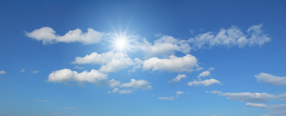 Naklejka na ściany i meble Panorama blue sky and sun reflection