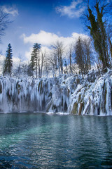Plitvice lakes - national park in Croatia, winter edition