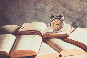 clock and book