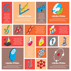 Naklejka premium illustration of info graphic science icons set concept in isometric 3d graphic