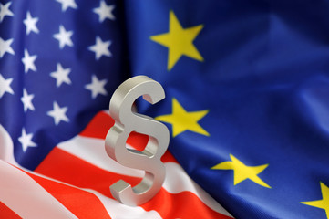 Paragraf, USA, EU, Europäische Union, Flaggen, Vereinigte Staaten, Amerika, Europa, Recht, TTIP,...