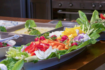 vegetables for dips on the kitchen table