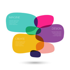 Infographic Template. Creative concept. Imagine. Design. Create. Colorful glass pebbles. Vector EPS 10