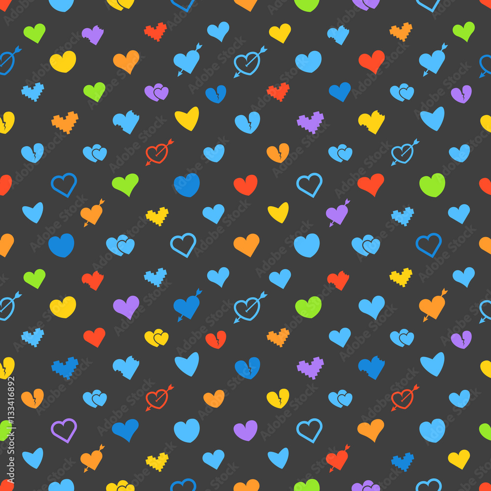 Aufkleber different abstract hearts pattern. valentines greeting card layo