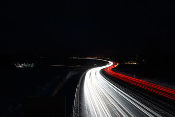 Fototapeta na wymiar Long Time Exposure of German Highway autobahn, red and white lights