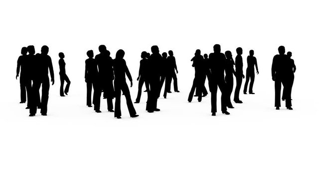4k Stand and wait people silhouette