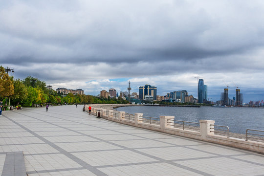Panoramic view of Baku old town.
