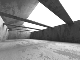 Empty Concrete Room Interior. Abstract Architecture Background