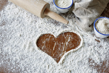 heart brushed in baking scene