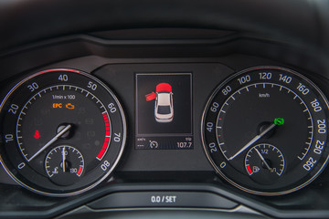 The instrument panel in the car