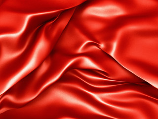 Wavy red satin silk soft cloth background
