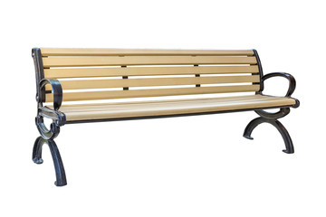 yellow park bench . Isolated over white background with clipping path.