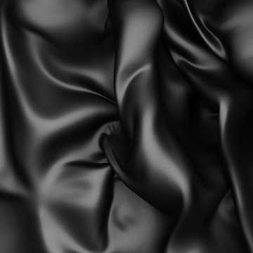Abstract Black Silk Satin Cloth Background