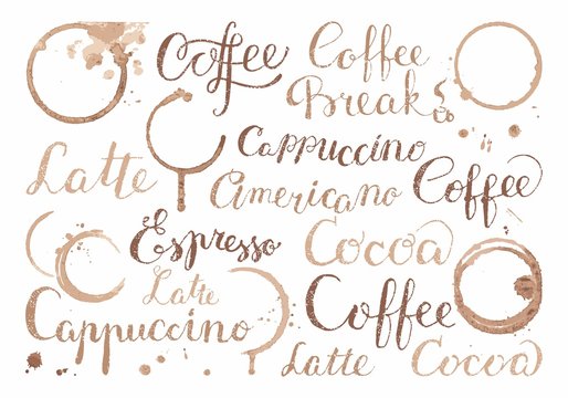 Background with coffee words in retro style
