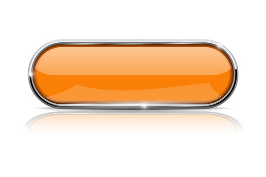 Orange Oval Button With Chrome Frame