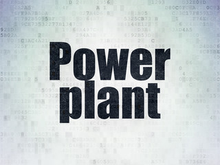 Manufacuring concept: Power Plant on Digital Data Paper background