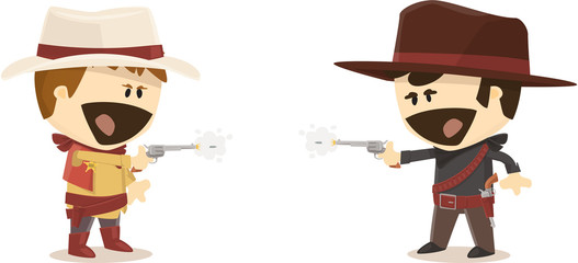 Duel de cow-boy au far west, shérif et bandit
