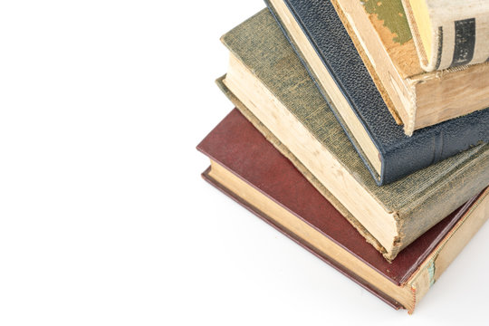 collection of old books on white