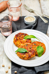 Sweet potatoes chickpea cilantro oats vegan burgers