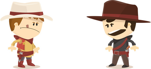 Duel de cow-boy au far west, shérif et bandit