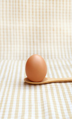 Egg Chicken put on wooden spoon 