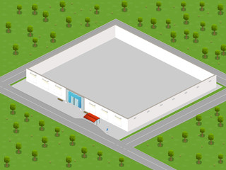 Isometric shopping mall. Vector illustration.