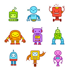 Cartoon robots set.