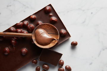 wooden spoon with chocolate